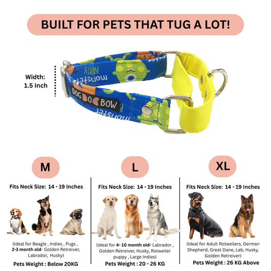 Monster Print Martingale Collar LARGE