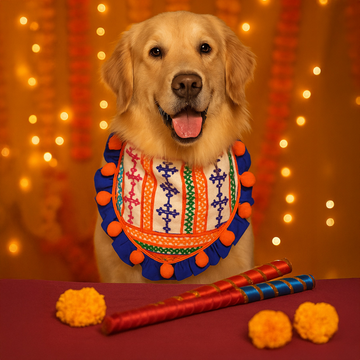 White embroidered traditional round bandana