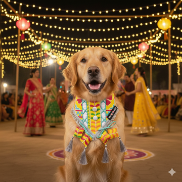 Yellow Embroidered zig zag bandana