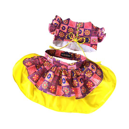 Pink Multicolor Ruffle Lehenga Choli