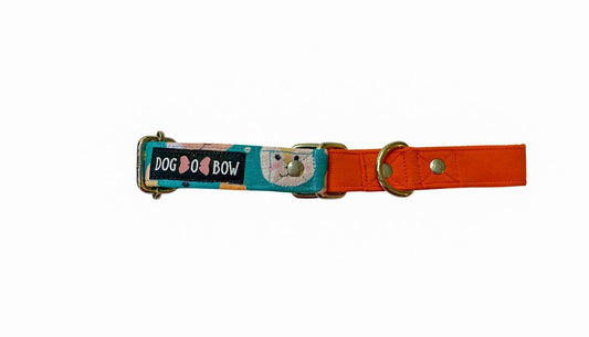 Teal Animal Print Martingale Collar SMALL