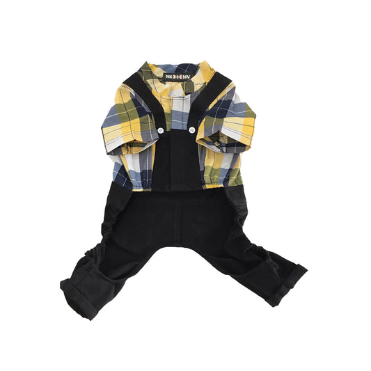 Yellow Black Check Dungaree