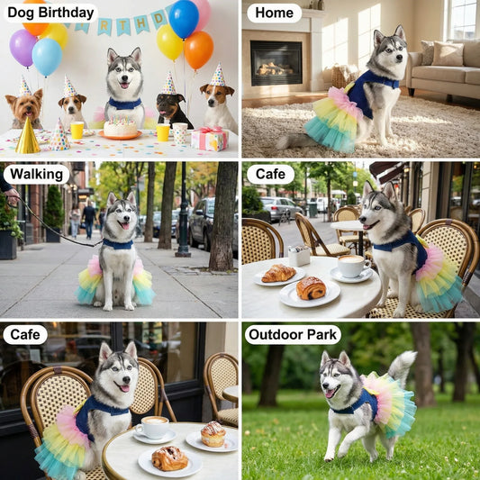 Multi Color Denim Net Frocks