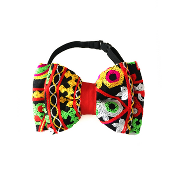 Embroidered Neck Bow with Strap